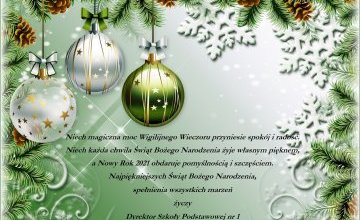 Życzenia świąteczno-noworoczne Dyrektora Szkoły Podstawowej nr 1